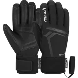 Skihandschuhe REUSCH "Down Spirit GORE-TEX SC", Damen, Gr. 7,5, silber (schwarz, silberfarben), 55% Polyester, 30% Ziegenleder, 5% Polyurethan, 5% Elasthan, mehrfarbig, klassisch, Handschuhe, mit verstärkten Fingerspitzen