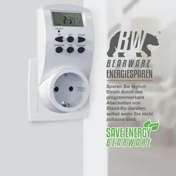 BEARWARE Zeitschaltuhr mit 1,4“ LCD-Display - 8 konfigurierbare Schaltprogramme