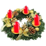 Holdes 30 cm Weihnachtskranz Weihnachts Adventskranz Kerzenhalter, Winterkranz Kerzengirlande, Ringkerzenhalter, Exquisite Praktische Künstliche Kerzenringe Kränze Festlicher Adventskranz