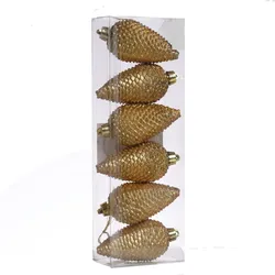 MARELIDA Weihnachtsbaumschmuck Tannenzapfen bruchfest glitzernd H: 8cm 6St gold