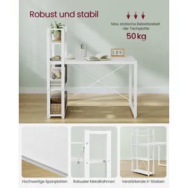 VASAGLE Schreibtisch 120 / 137,2 cm Weiß