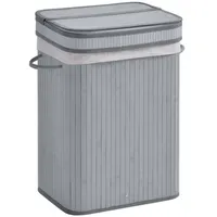 Homcom Bambus Wäschekorb schmal mit Deckel 70 L Wäschesammler