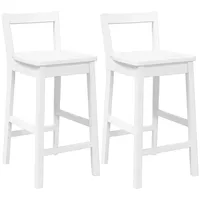 VidaXL Barhocker 2 Stk. Weiß Massivholz Gummibaum