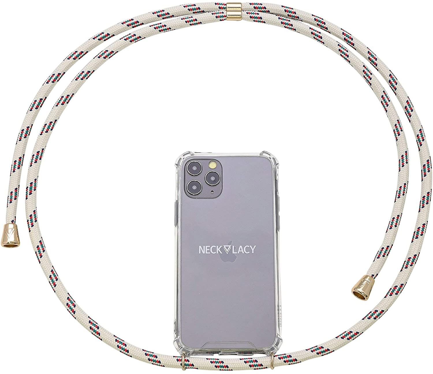 NECKLACY Handykette Handyhülle zum umhängen - für iPhone X/XS - Case / Handyhülle mit Band zum umhängen - Trageband Hals mit Kordel - Smartphone Necklace, Classic Birch