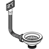 PYRAMIS Siebkorbventil Ø 92 mit Überlauf im Becken / Ab- und Überlaufgarnitur / Ersatzteil - Silber/Weiß