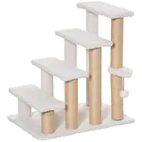 MC Star Haustiertreppe mit Kratzbaum 4-stufige Katzentreppe & Hundetreppe aus Spanplatte (Plüsch & Jute, Weiß, 60x40x64cm für Katzen & Hunde) weiß