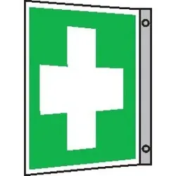 SafetyMarking Hinweißchild Alu B200xH200 mm Fahne Erste Hilfe langnachleuchtend