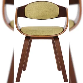 CLP 2er Set Esszimmerstühle ergonomisch Kingston, Stoff walnuss/hellgrün