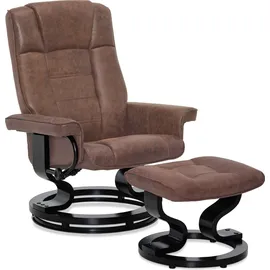 MCombo Relaxsessel 9019 Mikrofaser 132,5 x 100 x 100 cm Braun mit Hocker