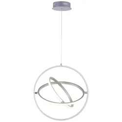 LED Pendelleuchte, stahlfarben, modernes Design, Stufendimmung, warmweiß
