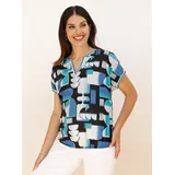 Classic Basics Schlupfbluse türkis-schwarz 40