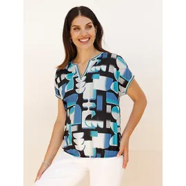 Classic Basics Schlupfbluse türkis-schwarz 40