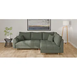 Home Affaire Ecksofa HOME AFFAIRE "CHARRE L-Form mit Ottomane, Maße B/T/H: 231/161/81 cm", grün (mint), B:231cm H:81cm T:161cm, 100% Polyester, Sofas, Ecksofa, feine Steppung, lose Rücken- und Zierkissen, auch in Cord und Bouclé