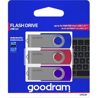 goodram UTS3 Mix blau/rot/violett 128GB, USB-A 3.0, 3er-Pack (UTS3-1280MXR11-3P)