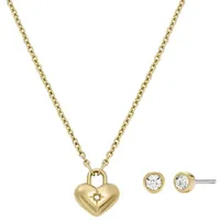 Fossil Gold-Ton Edelstahl Halskette, JF04881SET