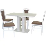 HOFMANN LIVING AND MORE Essgruppe »5tlg. Tischgruppe«, (Spar-Set, 5 tlg 5tlg. Tischgruppe), weiß weiß, , 52670247-0 B/H/T: 45 cm x 95 cm x 48 cm, Polyester, braun, weiß) Essgruppen