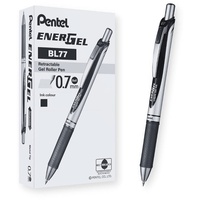 Pentel BL77-AO EnerGel Gel-Tintenroller mit Druckmechanik 0,7 mm Kugeldurchmesser = 0,35 mm Strichstärke, nachfüllbar, 12 Stück, schwarz