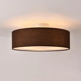 lux.pro Deckenleuchte Omaha 3 x E27 Deckenlampe 3-Flammig Durchmesser 45 cm Kunststoff Textiloptik Organza Braun/Weiß