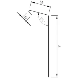 Dachrinne, Traufblech, Kupfer, glatt, 105° gekantet, 200x0,70x2000mm