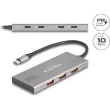 DeLock 7 Port USB Hub 10 Gbps mit 4 x Type-C PD 80 W