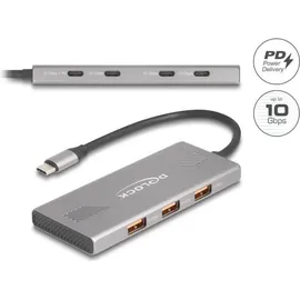 DeLock 7 Port USB Hub 10 Gbps mit 4 x Type-C PD 80 W