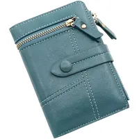 Geldbörse Damen - Vintage Leder Geldbörse für Damen - Portemonnaie Damen Leder - Damen Portemonnaie mit RFID Schutz - Geldbeutel Damen mit Mehrere Kartenfächer mit Handyfach (Hellblau)