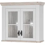 Home Affaire Hängeschrank HOME AFFAIRE "Florenz, Glashängeschrank in Pinie Weiß, Wandschrank", weiß (pinie weiß), B:92cm H:85cm T:34cm, Schränke, Hängeschrank, mit verschnörkeltem Metallgriff, im Landhausstil