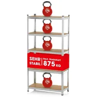 EasyMaxx Schwerlastregal EASYmaxx Silberfarben/Hellbraun