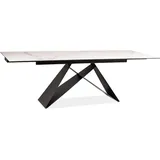 Esstisch Konferenztisch Westin III 160-240x90x76cm Marmor weiß schwarz ausziehbar - Schwarz