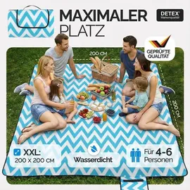 DETEX Picknickdecke XXL 200 x 200 cm Türkis/Weiß