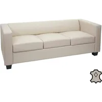 Mendler 3er Sofa Couch Loungesofa Lille ~ Leder, creme