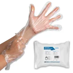 ARNOMED POLYGLOVE BAG Einmalhandschuhe, PE, puderfrei 222-H , 1 Karton = 100 Packungen à 100 Stück, Größe Herren