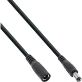 InLine DC Verlängerungskabel, DC Stecker/Buchse 5,5x2,1mm, AWG 18, schwarz, 2m