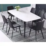 Marmor Ess Tisch Designer Wohn Tische Küche Italienische Möbel Neu Zimmer Metall - Weiß