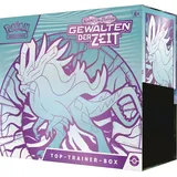 Pokémon Sammelkartenspiel Top-Trainer-Box Karmesin & Purpur – Gewalten der Zeit: Windewoge (1 holografische Vollbild-Promokarte mit Flatterhaar, 9 Boosterpacks & Premium-Zubehör)