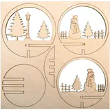 Rayher Bastelholz natur Steckteile Schneemann Ø 7,5 cm, 1 Pack