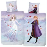 MTOnlinehandel Bettwäsche Frozen Die Eiskönigin 135x200+80x80 cm, 100 % Baumwolle, Renforcé, 2 teilig, Kinderbettwäsche mit Anna & Elsa, Mädchenbettwäsche bunt