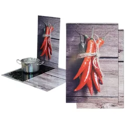 Haushalt International 2-tlg. Herdabdeckplatten aus Glas