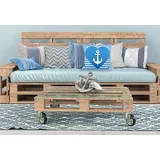 Queence Dekokissen Anker 40x40/50x50cm Outdoor-Kissenbezug Garten, Kissenhülle mit Öse und Kordel Kissenbezug Maritim blau 40 cm x 40 cm