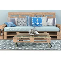 Queence Dekokissen Anker 40x40/50x50cm Outdoor-Kissenbezug Garten, Kissenhülle mit Öse und Kordel Kissenbezug Maritim blau 40 cm x 40 cm