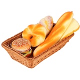 Brotkorb 30cm/35cm/40cm/45cm Mehrzweck Faux Rattan Gewobener Tabletop Aufbewahrungskörbe, Stapelbarer Rechteckiger Obst Gemüse Organizer für Home Restaurant Outdoor(30x20x7cm)