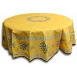 Tischdecke Französische Provenzal, Acrylbeschichtung, Baumwolle, rund, Gelb/Lavendel