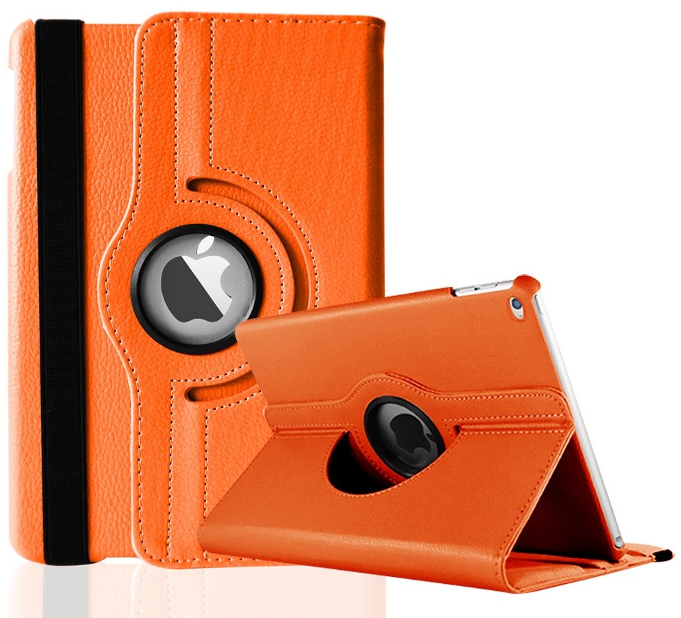Luch iPad Mini 4 Hülle, 360° Grad rotierend Schutzhülle Stand Case Cover Kunstleder Hülle Etui mit Auto Schlaf/Wach Funktion für Apple iPad Mini 4 7.9 Zoll, Orange