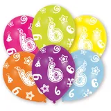 amscan® Amscan INT995661 6 Latex Balloons All Round Printed Age 6, 27.5 cm/11''