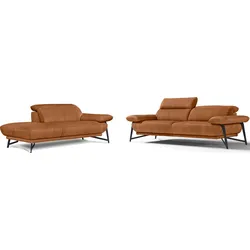 Egoitaliano Polstergarnitur »Anais, Design mit hohem Sitzkomfort für mehr Bequemlichkeit«, Set: bestehend aus Sofa und Ottomane, inkl. Kopfteilverstellung Egoitaliano brandy