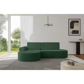 altdecor Eckcouch Cord mit Schlaffunktion und Bettkasten 2-Sitzer Grün