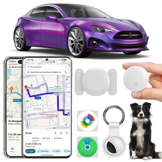 GPS Tracker Auto, Magnetischer GPS Tracker ohne ABO für Android und iOS, Air Tracker Smart Tag IP67 Wasserdicht Versteckter GPS Tracker für Autos/Fahrräder/Motorräder (Weiß)