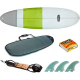 Buster Surfboards komplett Surfbrett Set Surfboard 6’6 Egg Style für Surfer Aller Könnensstufen, Leash Beyond 7 ft, BOARDBAG FK Fun 6’7, SURF Wax Sticky Bumps Warm