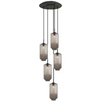 s.luce Velo 5-flg. Ø 60 cm rund schwarz Glas