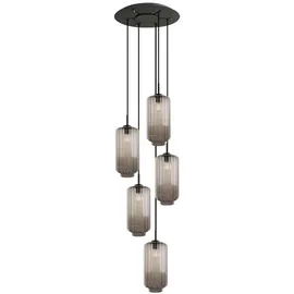 s.luce Velo 5-flg. Ø 60 cm rund schwarz Glas
